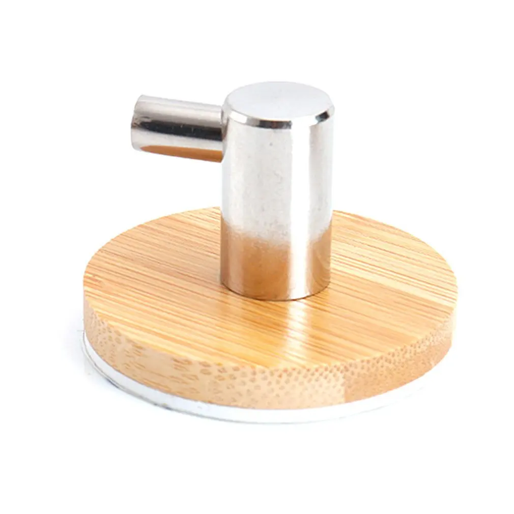 

Wooden Multifunctional Coat Hook Stainless Steel& Bamboo Wood Bathroom Hook Wall Hooks Kitchen Towel Holder