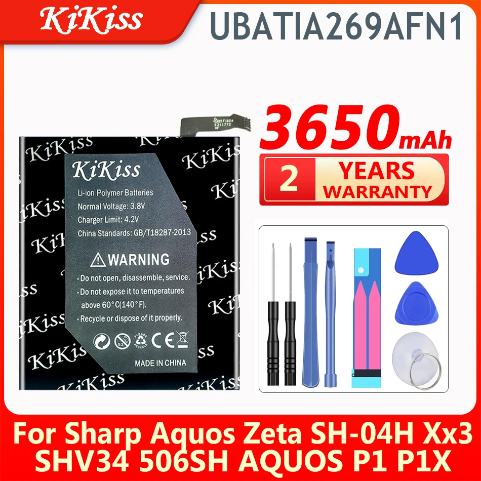 

KiKiss 3650mAh Rechargeable Battery UBATIA269AFN1 For Sharp Aquos Zeta SH-01H SH-04H SH04H 506SH AQUOS P1 P1X ACCU