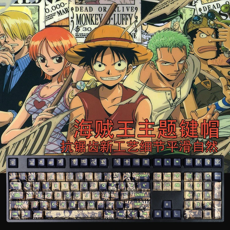 

One Piece 108 Keys PBT Retro Keycaps Anime Gartoon Mechanical Keyboard Gamer Dye Subbed Cherry High Luffy Usopp Nami Zoro Keycap