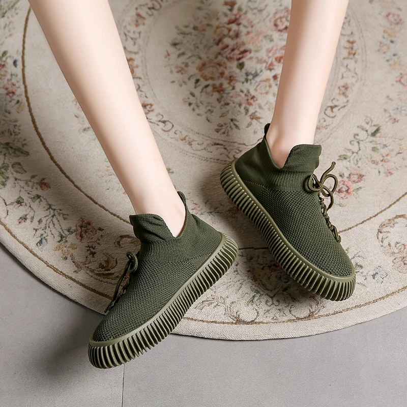 Женские кроссовки на плоской подошве сетчатые дышащие с вулканизированной