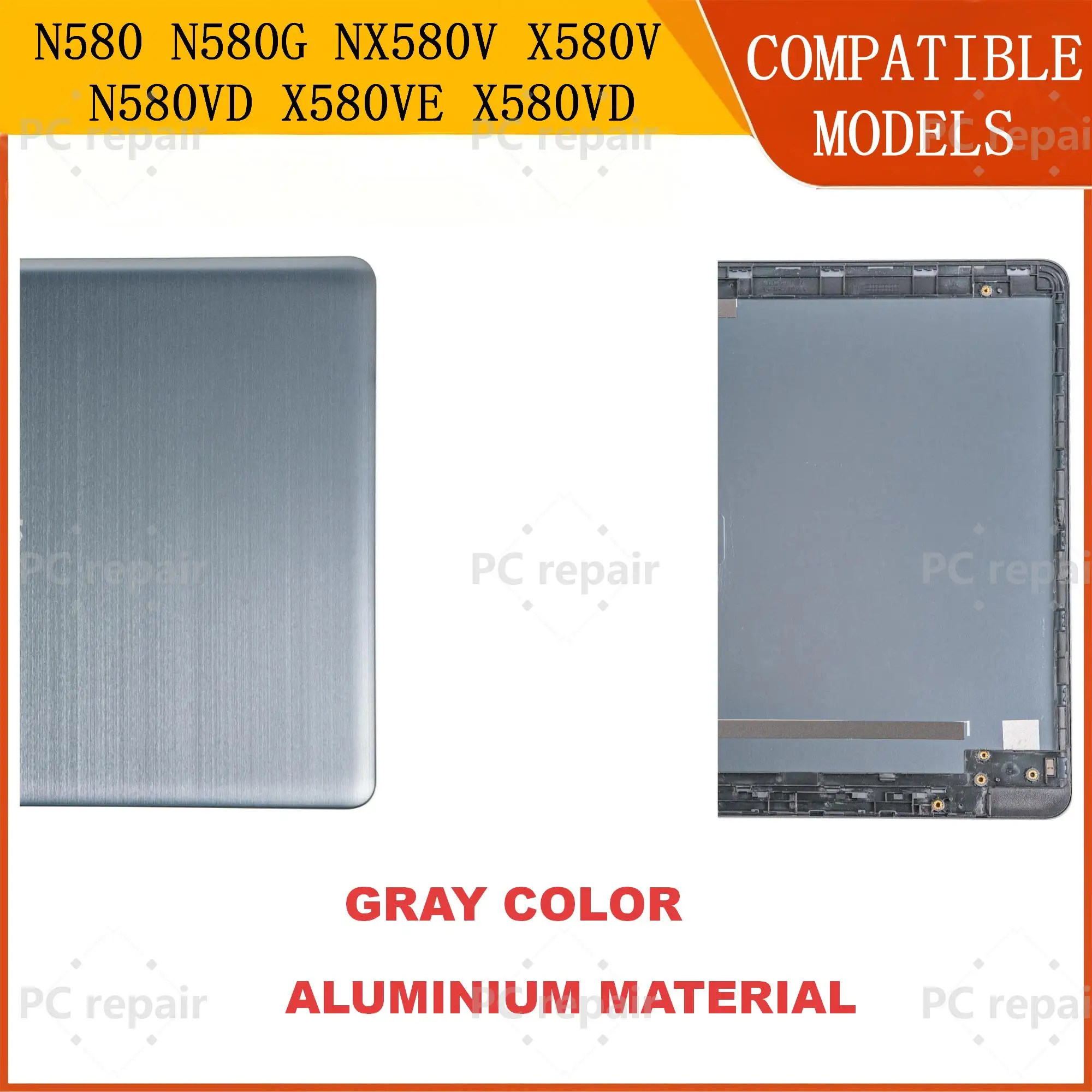 Фото Ремонтная крышка/крышка-рамка для ноутбуков N580 N580G NX580V X580V N580VD X580VE X580VD N580VE M580V, верхняя крышка, петли, замена, пластик/металл №5