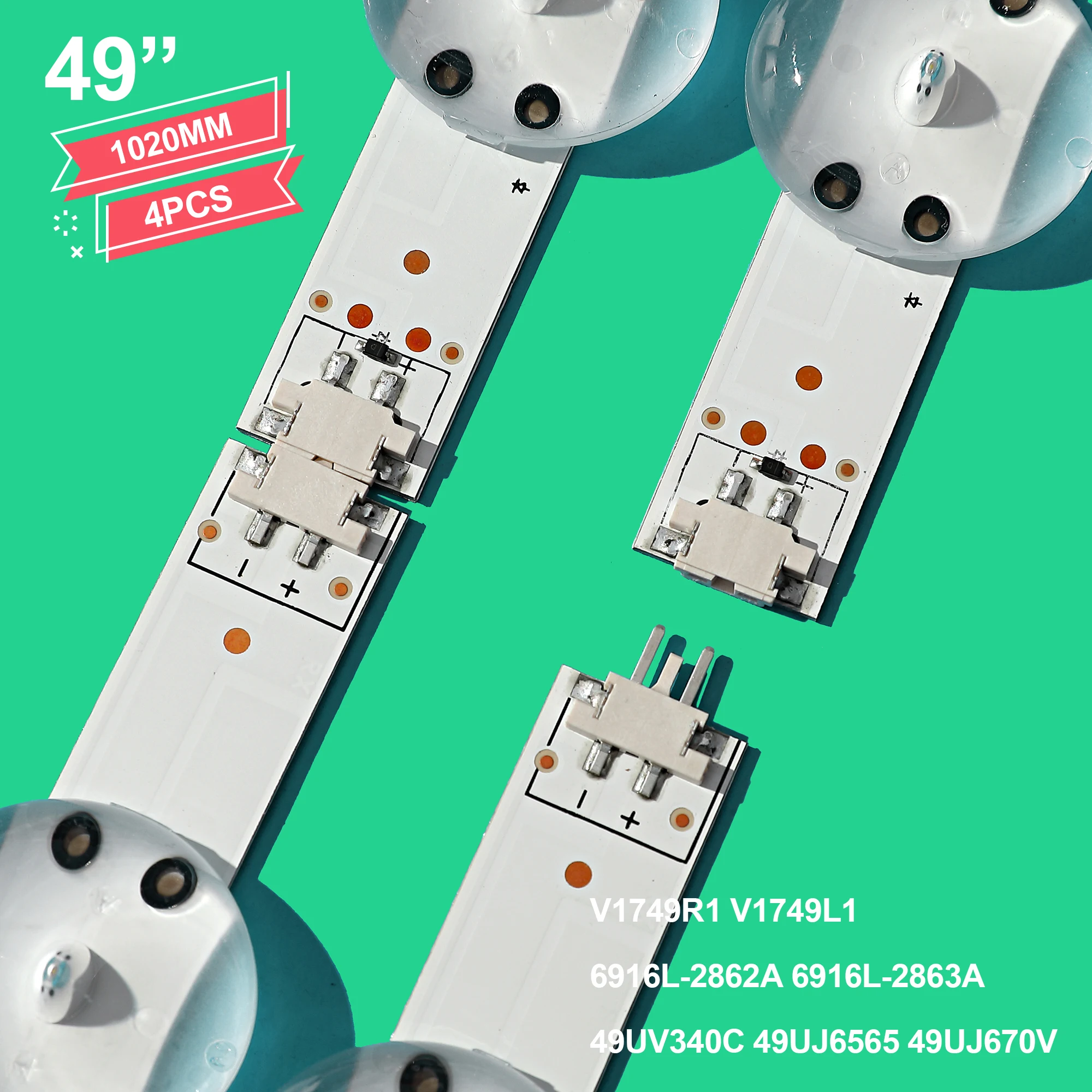 LED strip For LIG 49UV340C 49UJ6565 49UJ670V 49 V17 ART3 2862 2863 6916L-2862A 6916L-2863A V1749R1 V1749L1