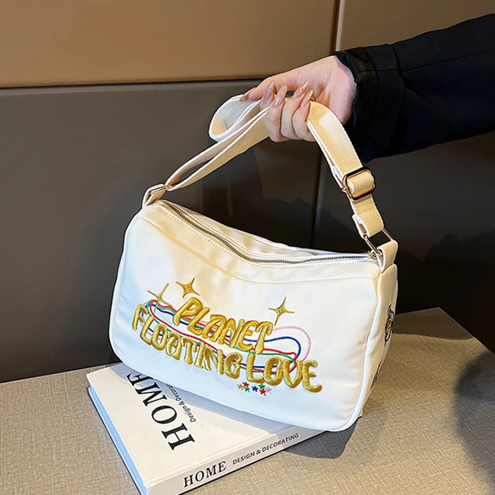 

Women Messenger Bag Adjustable Shoulder Strap Crossbody Bag Versatile Large Capacity Letter Embroidered Ladies Girls Trendy Bag
