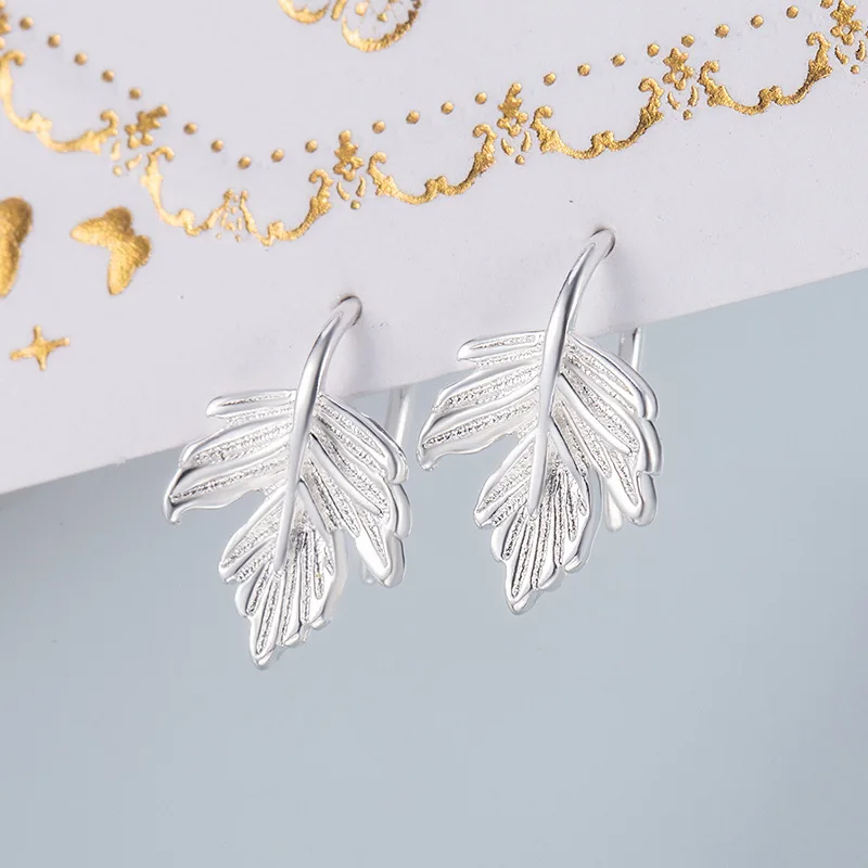 Элегантные серьги из серебра 925 пробы с Кленовым листом для женщин модные