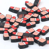 11x6mm 20pcslot red lipstick shape polymer clay spacer beads loose beads for jewelry findings making diy key chains accessories