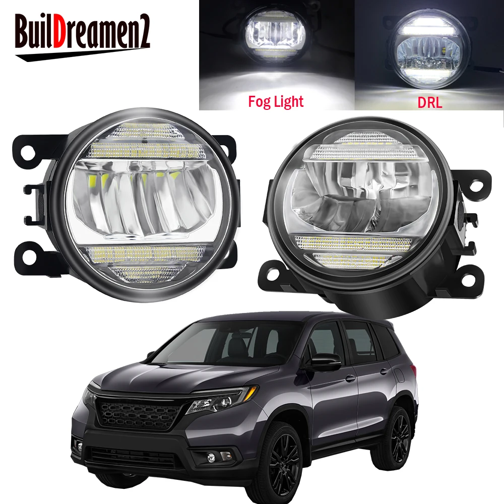 

2 X автомобильные передние противотуманные фары в сборе, 30 Вт Светодиодный Противотуманные дневные ходовые огни DRL 8000LM 12 В для Honda Passport 2019 2020 ...
