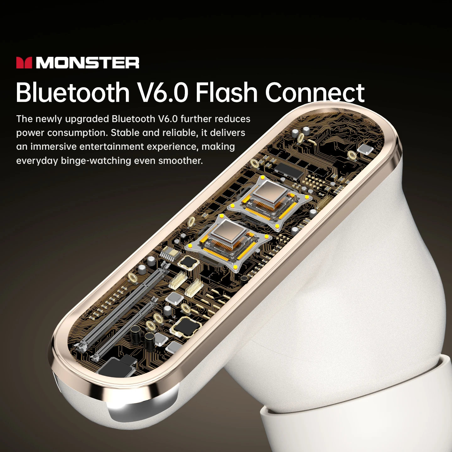 Фото Беспроводные Bluetooth 6.0 наушники Monster A03 ANC с шумоподавлением ENC, пространственным звуком, двойными динамиками, сенсорным управлением для игр и спорта №3