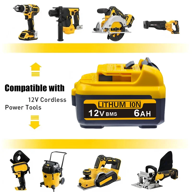 Фото Аккумулятор для DEWALT DW089LG, для аккумуляторов DEWALT 12V, 2.0Ah 3.0Ah, совместим с моделями DCB120, DCB124, DCB122, DCB127, DCB125, DCB123, для электроинструментов. №2