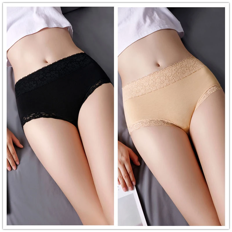 5Pcs Women's Underwear High Waist Panties Soft Cotton Seamless Sexy Lace Women Comfort Body Shaper Female Breathable Lingerie