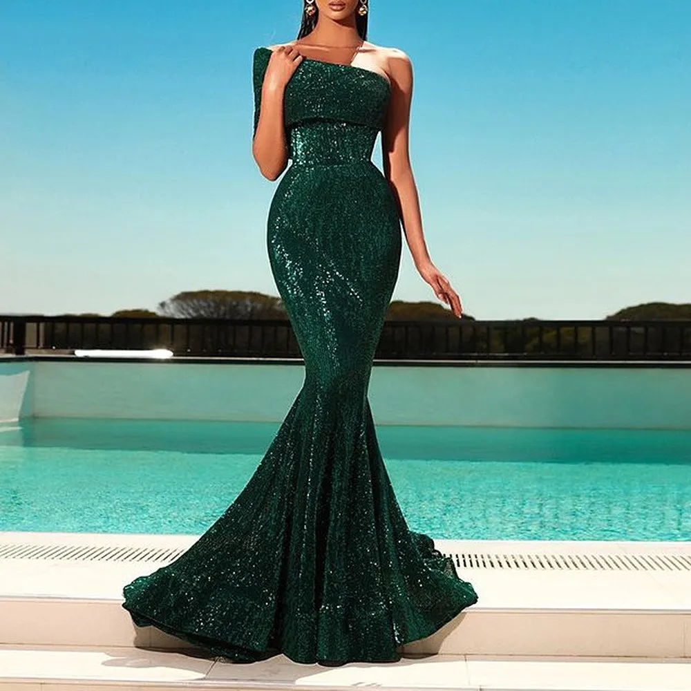 

Custom Off the Shoulder Prom Gowns With Beads Sequin Formal Evening Party Dress With Long Tail Grace Prom Dresses Haute Couture