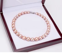 huge charming 1810 12mm natural south sea genuine pink round pearl necklace free shipping for women jewelry necklace