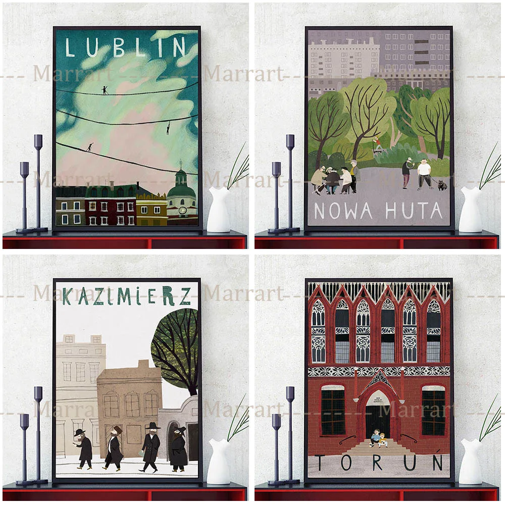 

New York And Poland Urban Sightseeing Scenery Wall Art Prints Tourism Poster With Life Flavor For Living Room Decor Canvas Print