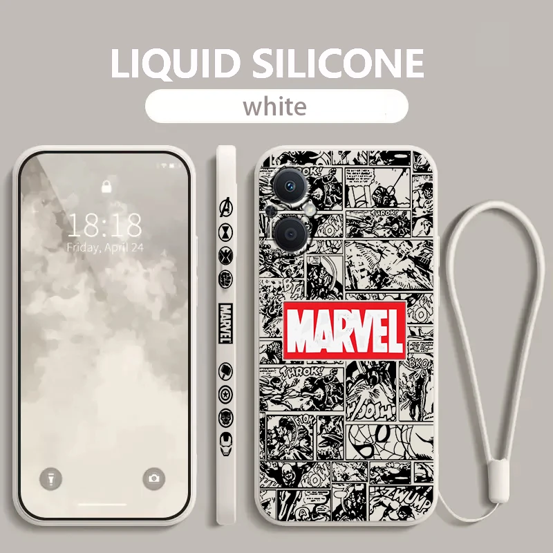 

Marvel Avengers comics OPPO Phone Case For Find X5 X3 X2 Lite Pro Neo A5 A53 A94 4G 5G Liquid Left Rope Soft Cover
