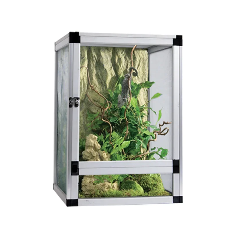 Фото Pet cage feeding box chameleon eyelash horn palace guard reptile high crown colorful aluminum alloy cage №2