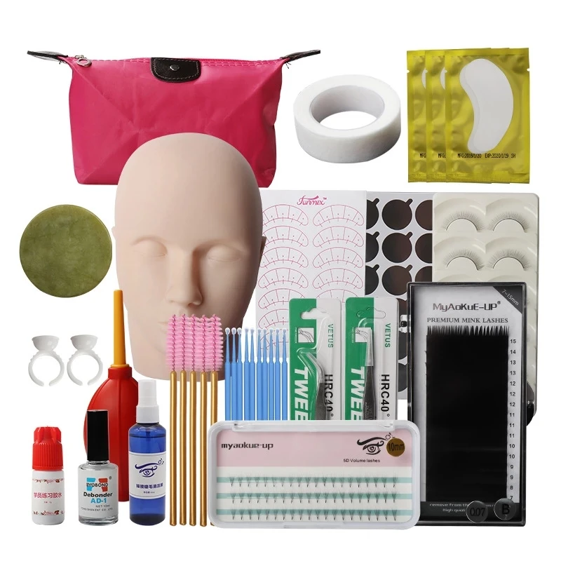 

Набор для наращивания ресниц 19 в 1, макияж, голова манекена, пинцет и клей для ресниц