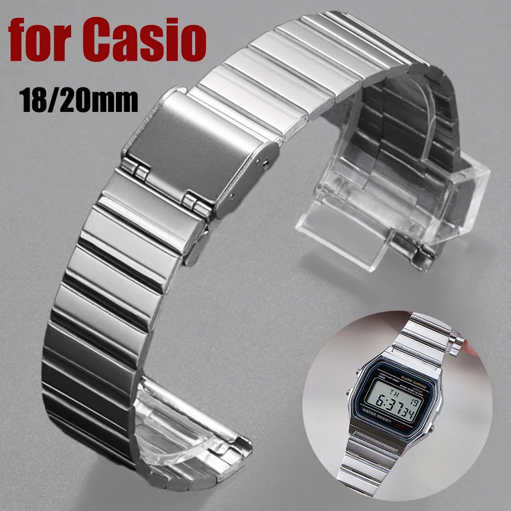 Ремешок для часов Casio из нержавеющей стали 18 мм | AliExpress