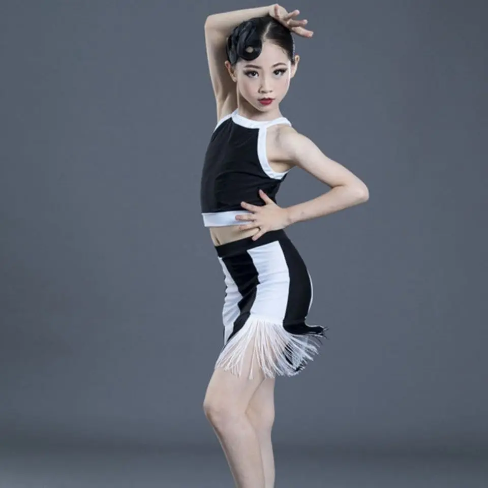 Одежда для латиноамериканских танцев девочек летняя профессиональная одежда