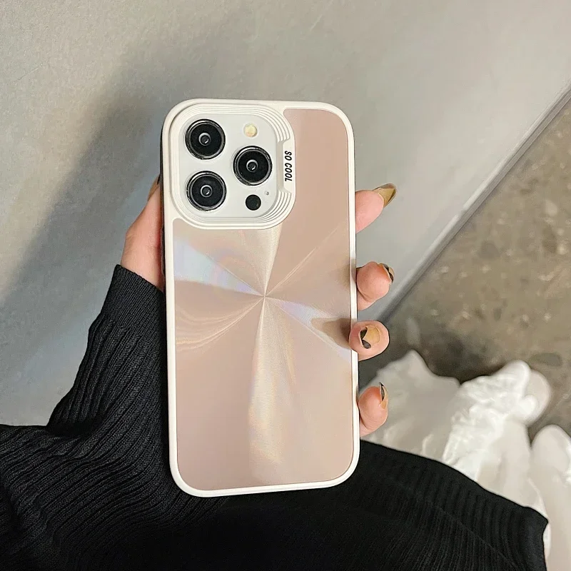 Роскошный силиконовый чехол для телефона с лазерным рисунком Аврора CD iPhone 15 14 13 12