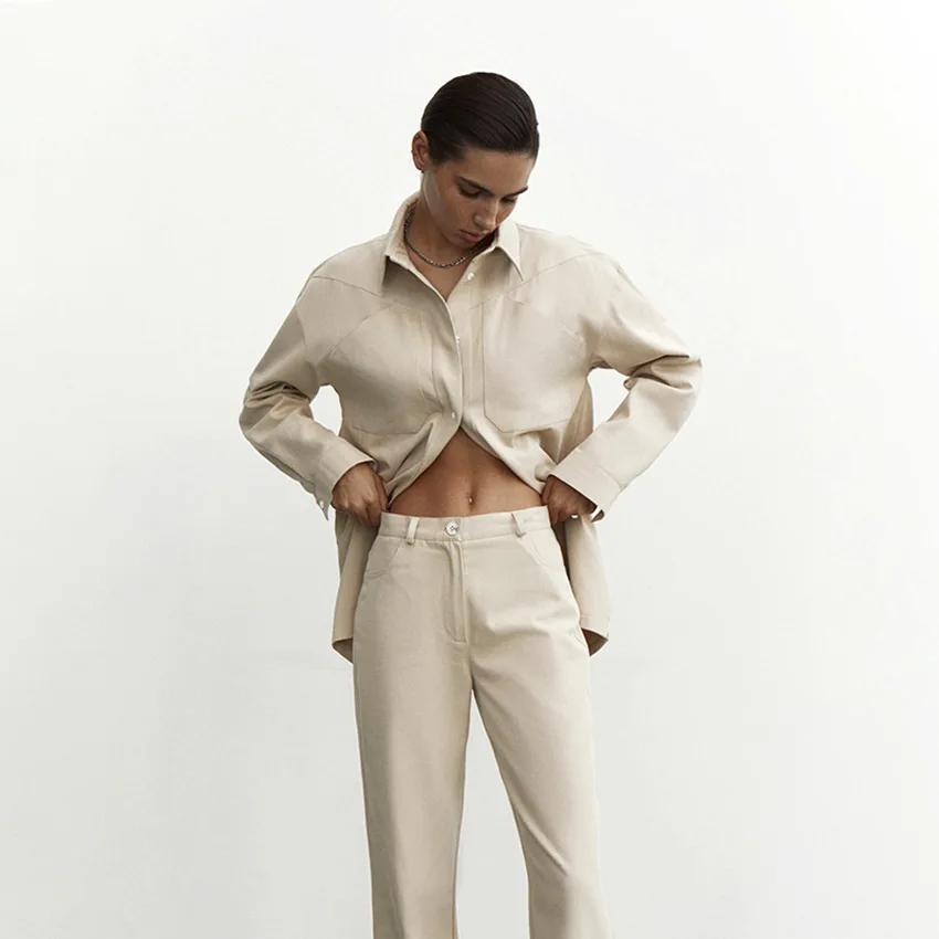 

Simple and versatile shirt trousers two-piece spring and summer new loose casual fashion commuting suit women