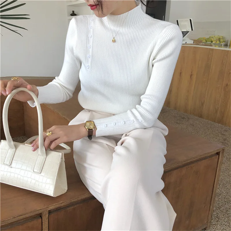 

Свитер на пуговицах для женщин, осенняя новинка, женская трикотажная одежда с трикотажным низом