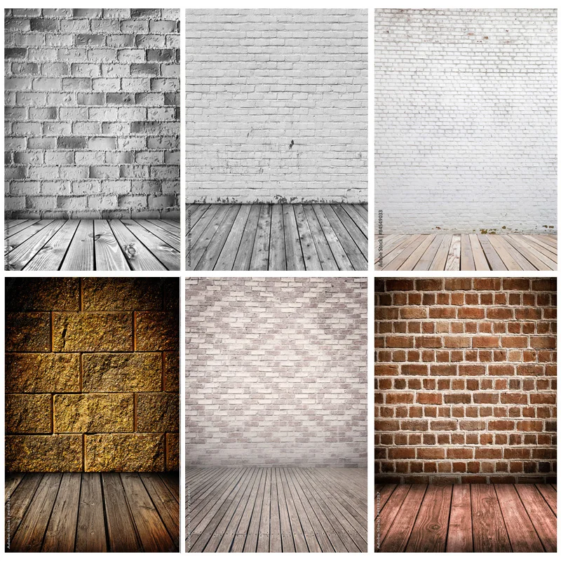 

Art Fabric Vintage Brick Wall Wooden Floor Photography Backdrops Graffiti Photo Background Studio Prop 2216 DCR-12