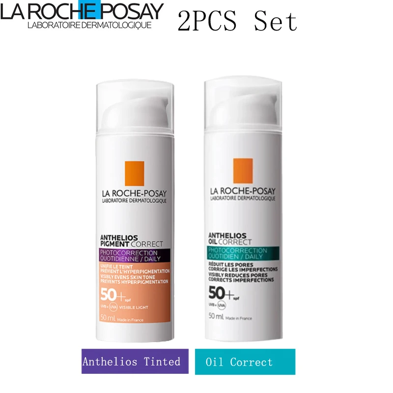 

2pcs La Roche Posay Anthelios Pigment Correct Oil Control Sunscreen Tinted Cream SPF50 Face Sunscreen Whitening Anti Spots