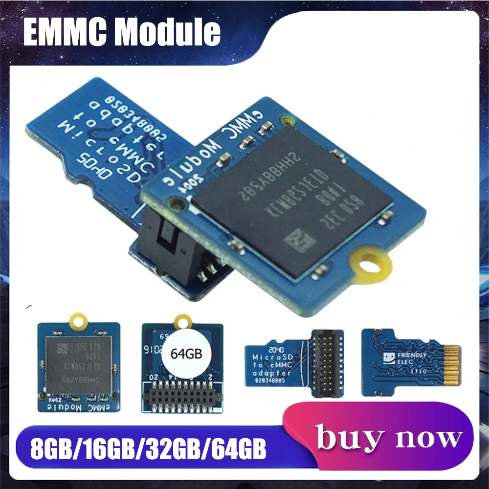 EMMC модуль 64 ГБ 32 ГБ 16 ГБ 8 ГБ с Micro SD-совместимым поворотным адаптером eMMC T2 для Nanopi K1 K2 M4 NEO4