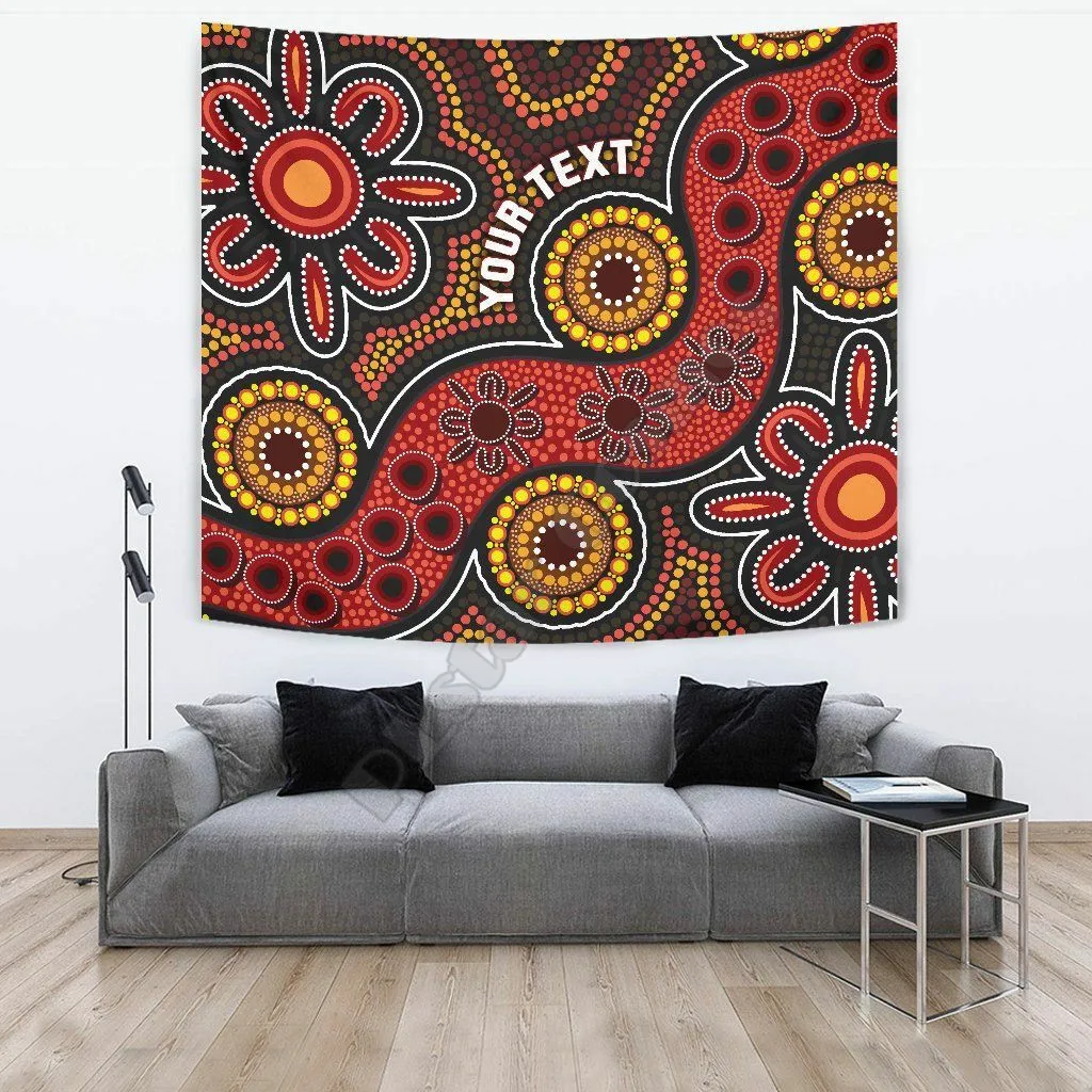 

Австралийский аборигенный гобелен с именем под заказ, рисунок с круглыми точками, прямоугольный настенный Декор для дома