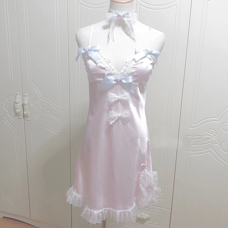 

Ночная рубашка женская, розовая, на подтяжках