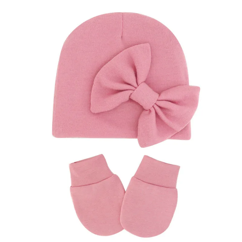

Princess Baby Hat Glove Newborn Beanie Big Bow New Born Photography Props Baby Girl Cap Spring Toddler Infant Accessories 0-3M