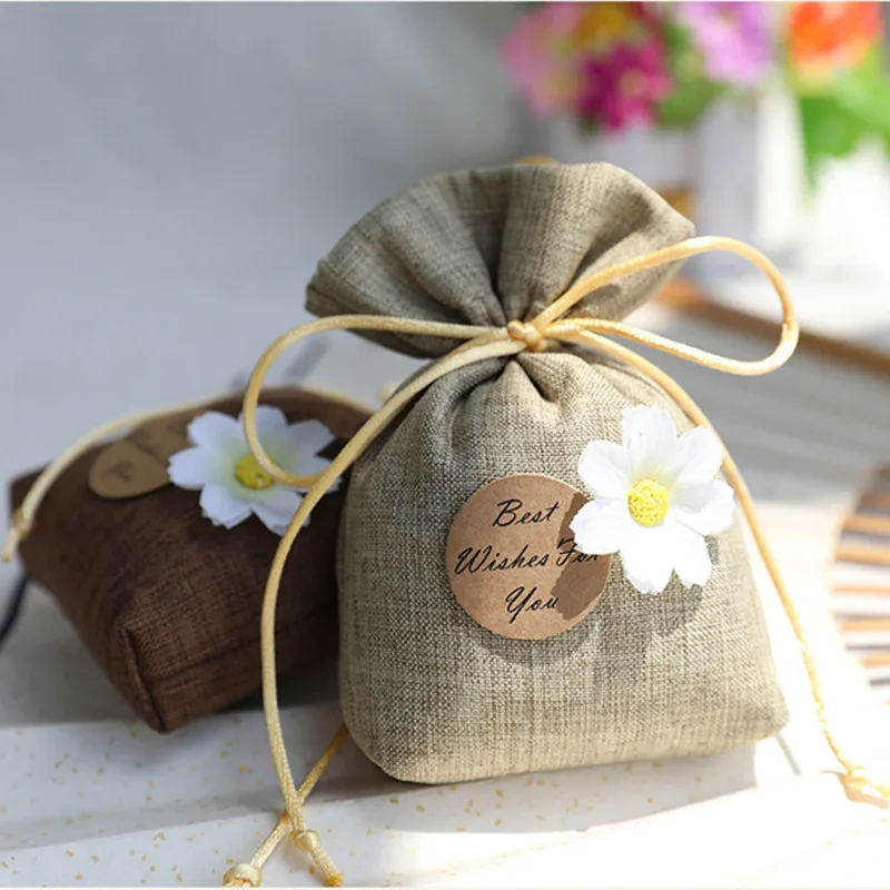 

20pcs Jute Linen Bags for Jewelry Display Drawstring Pouch Gift Box Packaging Bags for Gift Bag Wedding Christmas Burlap Bag Diy