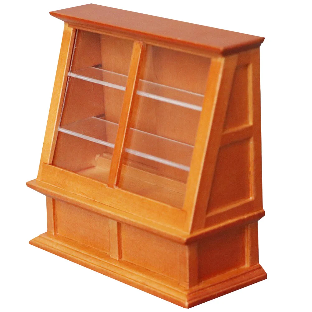 

Mini House Supplies Miniature Cake Dessert Cabinet Ornament Wood Children Bookshelf