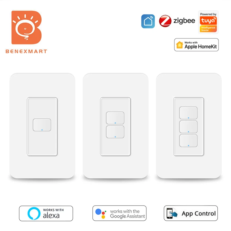 Умная настенная лампа Benexmart Zigbee, умный выключатель US Tuya SmartThings, приложение без нейтрального прерывателя, Zemismart Zigbee Hub Alexa Google Home Умная настенная лампа Benexmart Zigbee, умный выключатель US Tuya SmartThings, приложение без нейтрального прерывателя, Zemismart Zigbee Hub Alexa Google Home