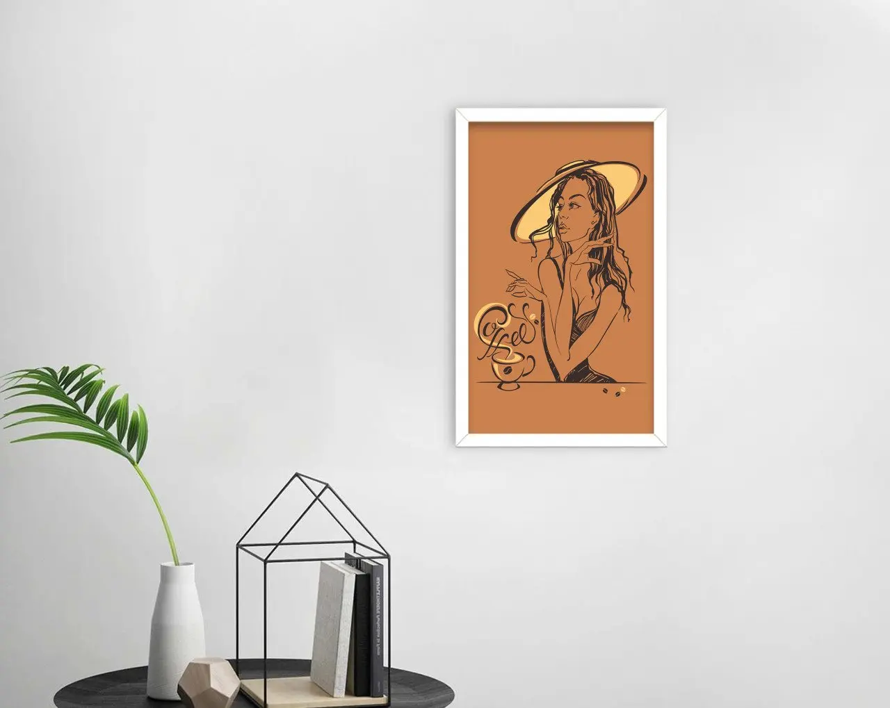 

BK Home Coffee Design Decorative Wood White Framed Tablo-11