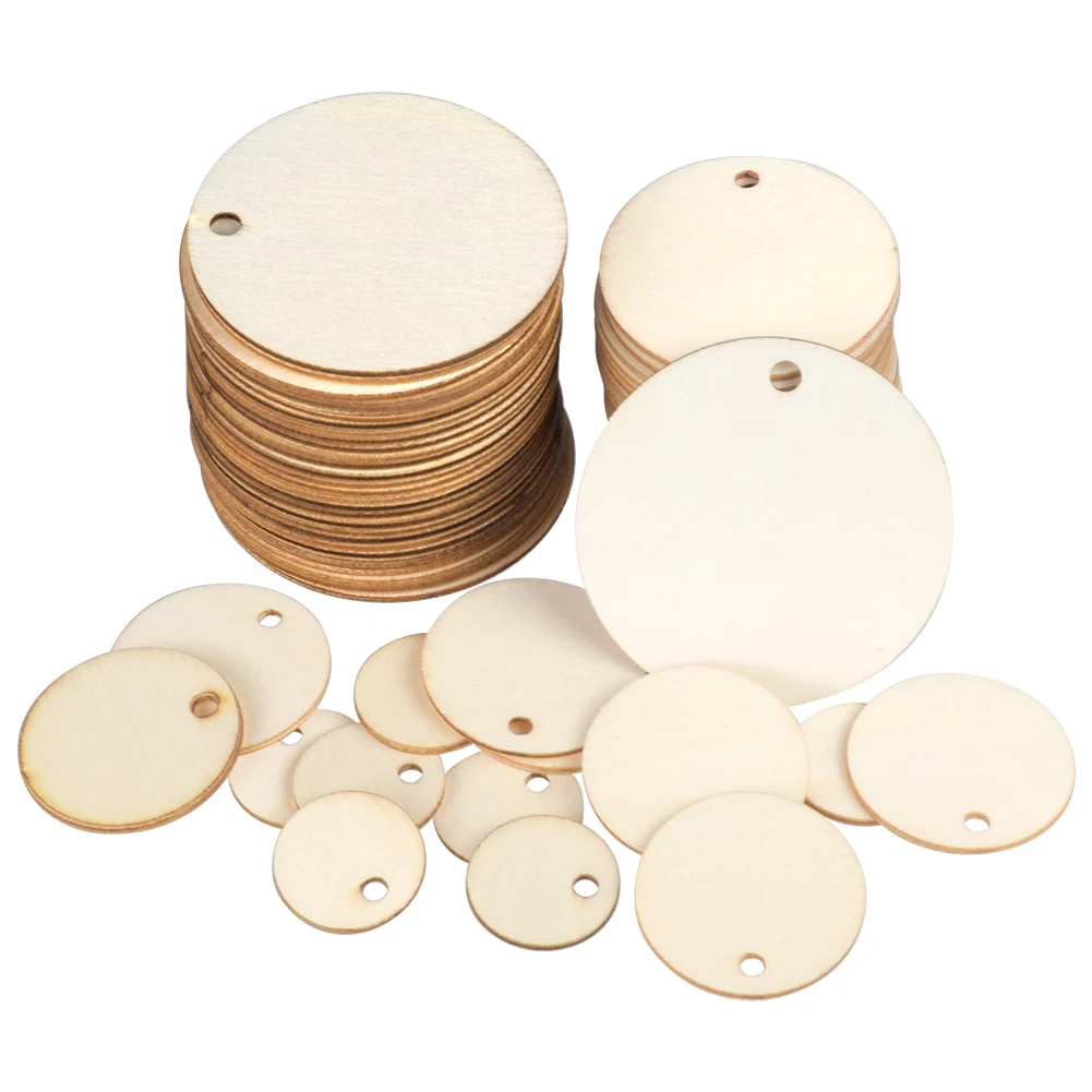 

50/100pcs Round Pack Wooden 2cm 3cm 4cm 5cm Circles Natural Discs Blank Signs Crafts Wedding Party Gift Label Hang Tag Cards