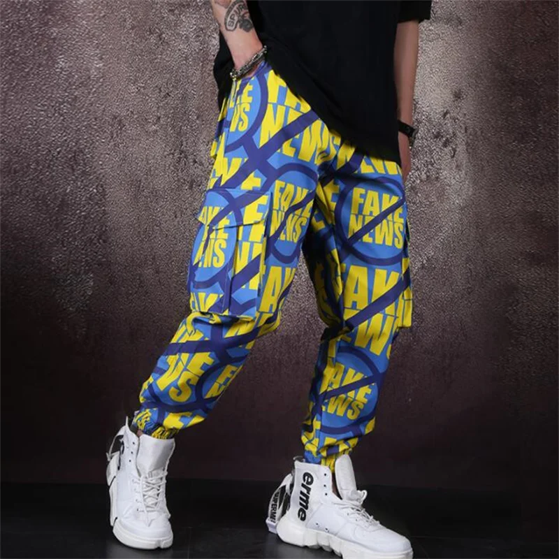 mens loose pants stage personality Printed letters pant men trousers singer dance rock fashion street star style novelty B619