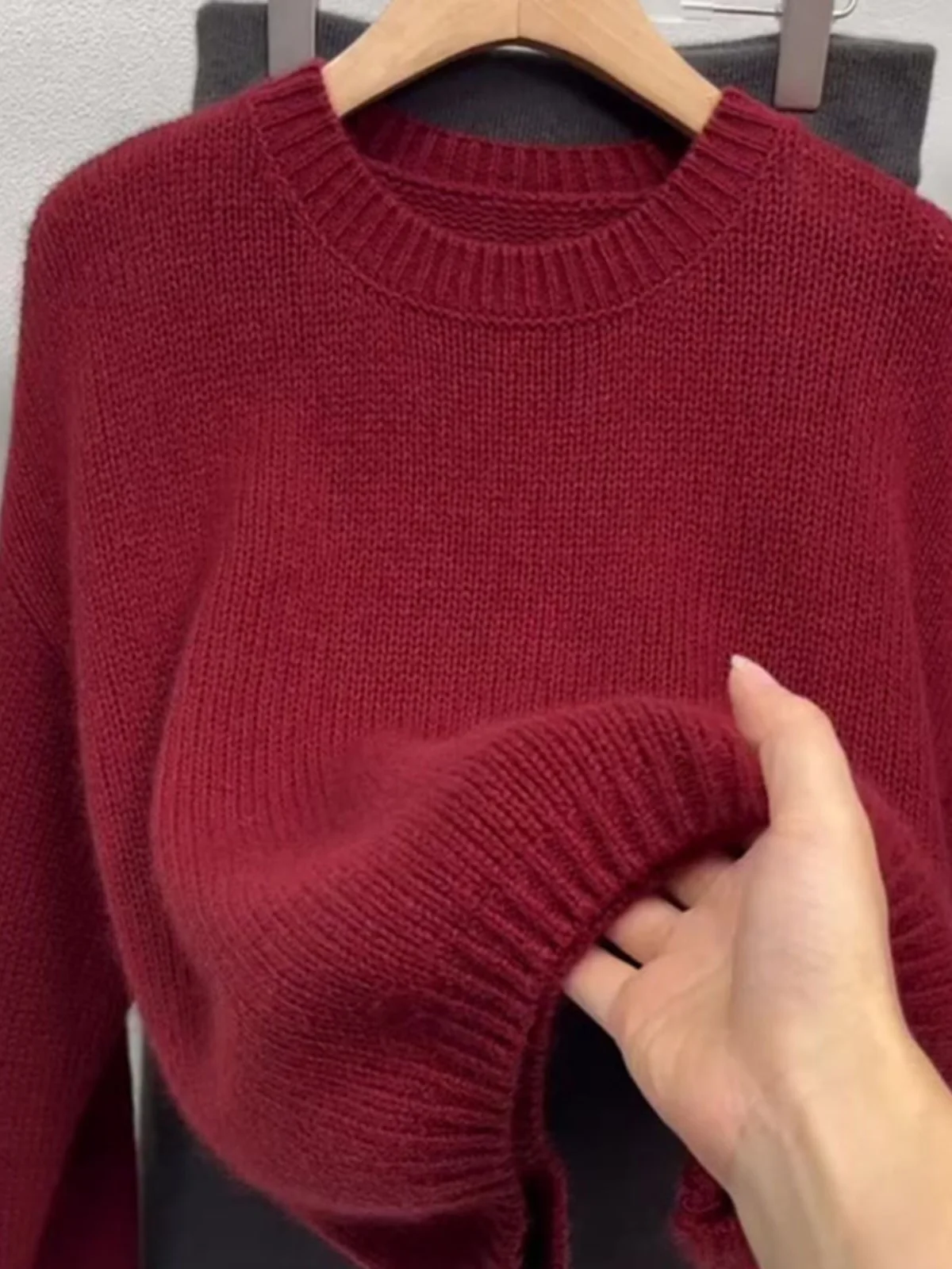 Европейские товары Ретро с круглым вырезом Шикарный высококачественный красный