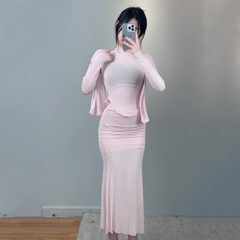 Женский облегающий костюм-тройка привлекательная футболка с круглым вырезом и