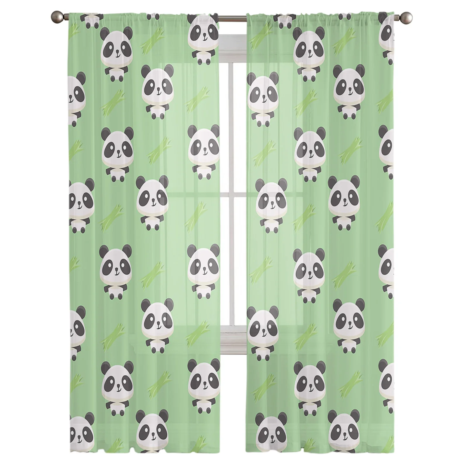 Мягкие бамбуковые шторы в виде панды прозрачные Занавески для гостиной зала