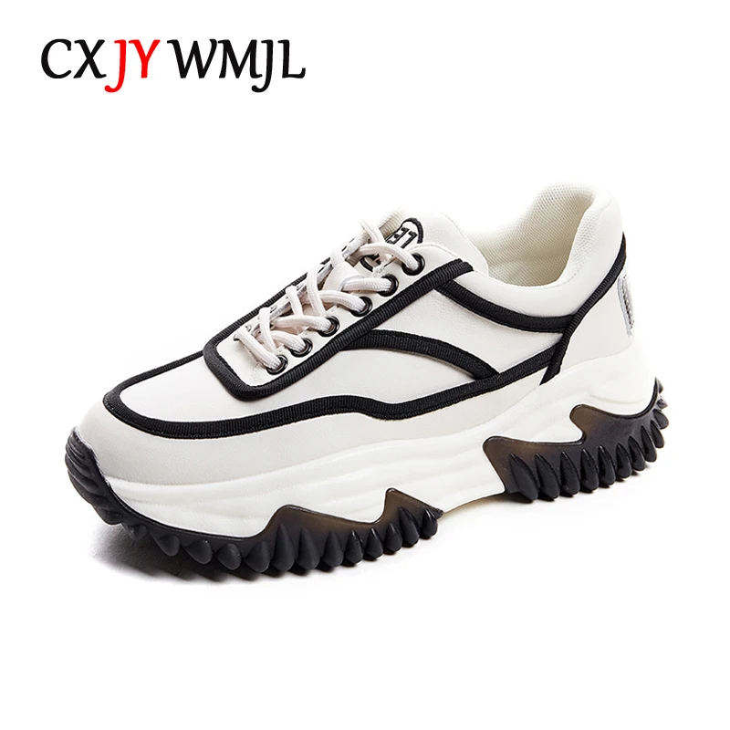 

Кроссовки женские из натуральной кожи, на толстой подошве