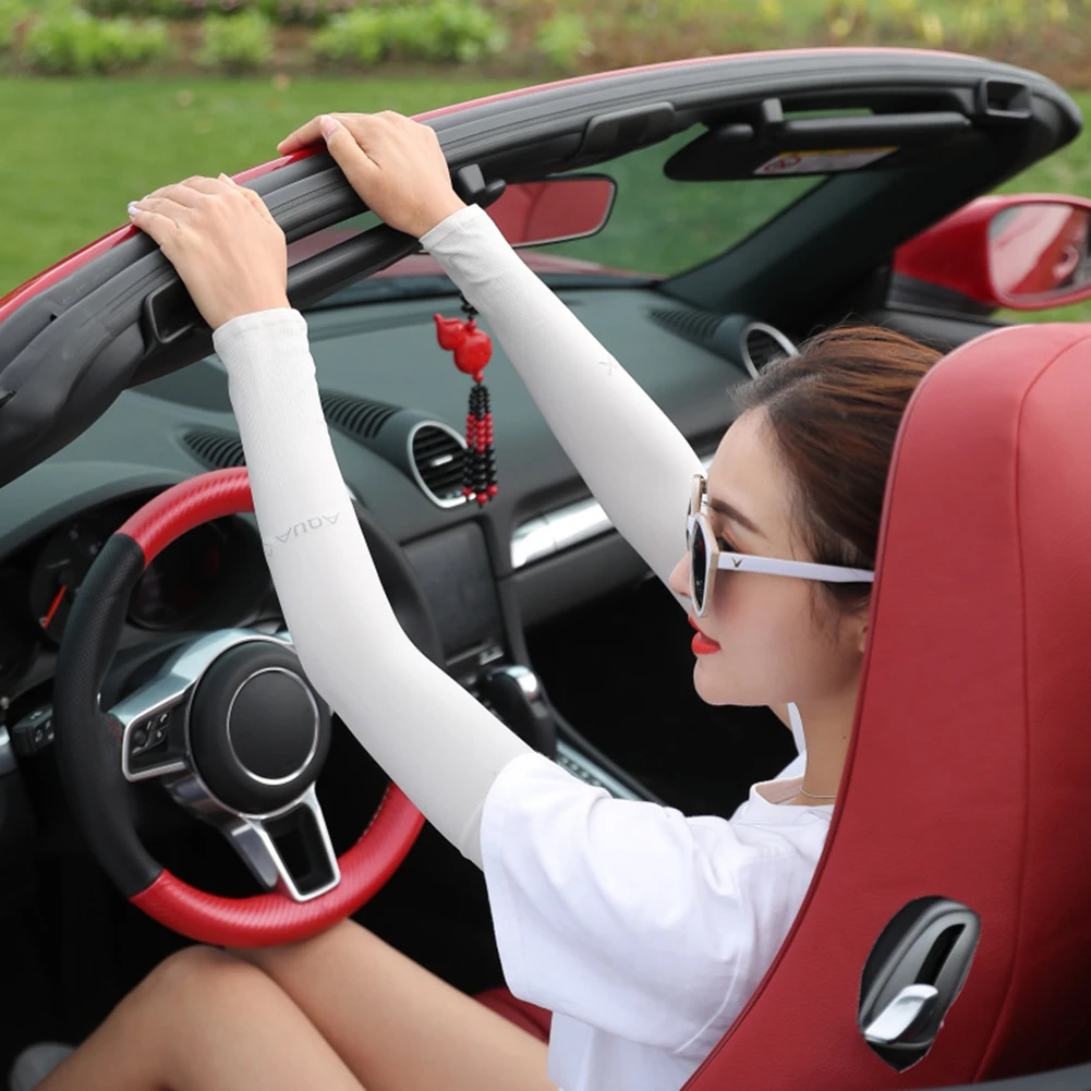 

Long Gloves Sun UV Protection Hand Protector Cover Arm Sleeves Ice Silk Sunscreen Sleeves Outdoor Arm Warmer Half Finger Sleeves