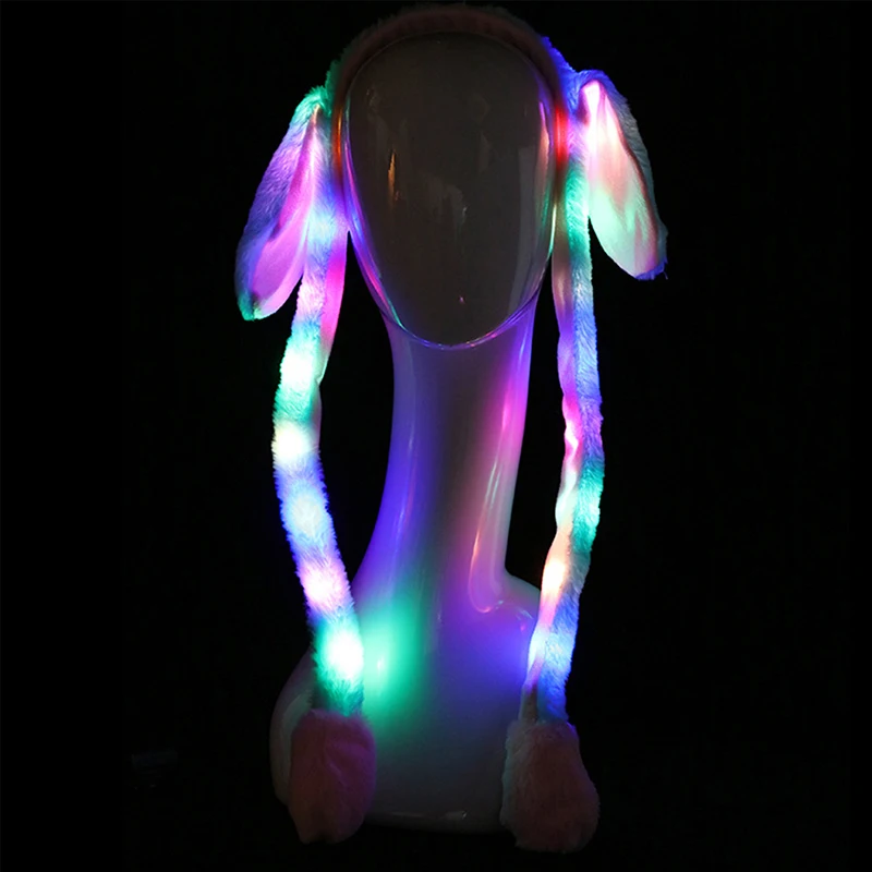 

Girls LED Luminous Hairband Moving Bunny Ears Headband Headwear Hair Bands Color Sequin Glow Ear Headband Hair Accessories