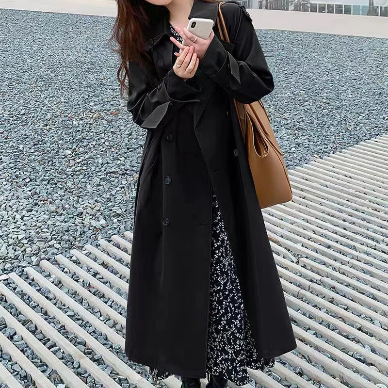 Женский Длинный тренчкот модная уличная одежда в Корейском стиле свободная плащ