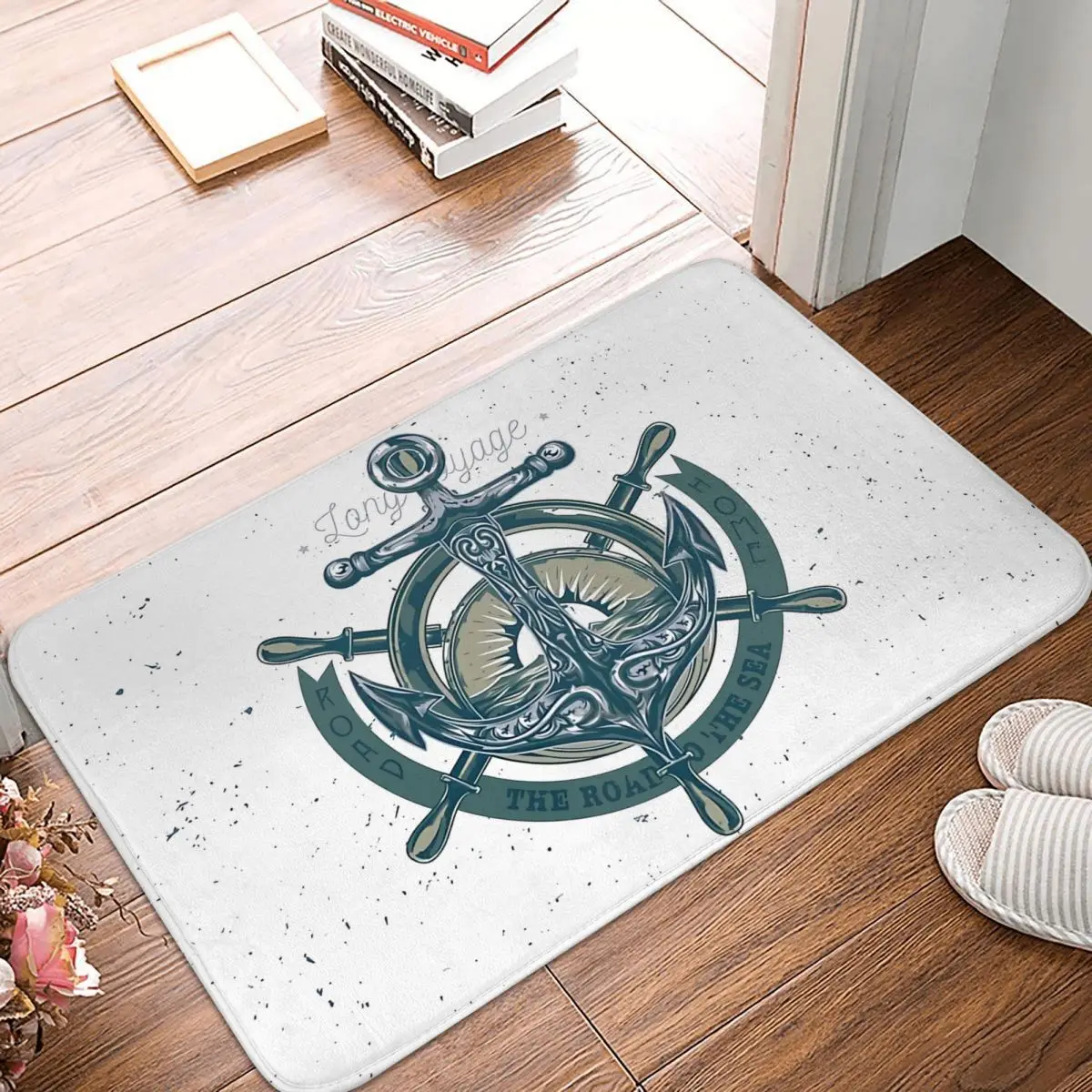 

Anchor Non-slip Doormat NAUTICAL Bath Bedroom Mat Welcome Carpet Flannel Pattern Decor