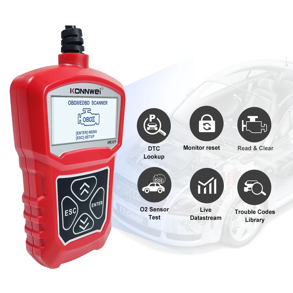 Автомобильный сканер KW309 OBD2 для Ford F150 Fiesta Ranger Focus 2 3 Explorer Fusion Escape Kuga - купить по