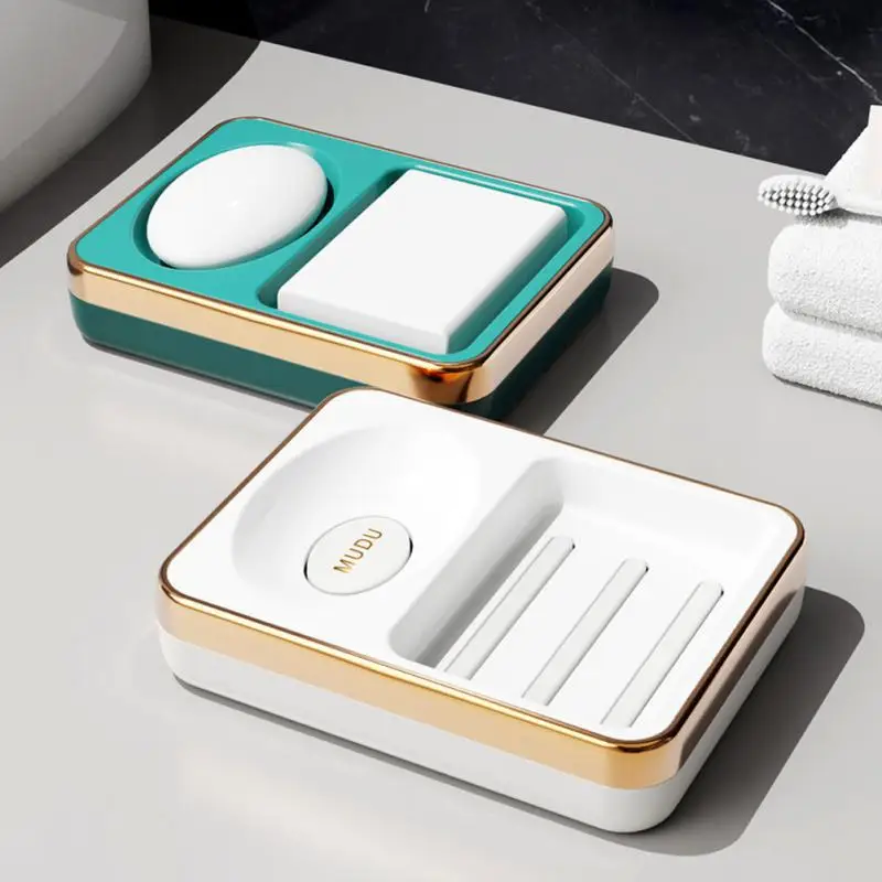 

Soap Holder Container Soap Dish Creative Large Double Soap Bar No Punching Soap Holder Toilet Laundry Soap Storage Box Portable