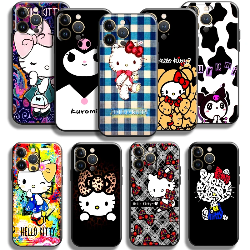 

Cute Cartoon Hello Kitty For Apple iPhone 13 12 11 Pro Max Mini X XR XS Max SE 5 5s 6 6S 7 8 Plus Phone Case Liquid Silicon