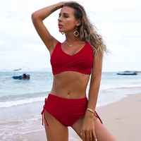 two pieces swimwear for women sexy bikini set solid female swimsuit beach suit biquini leopard bathing suits 2022 new bannirou