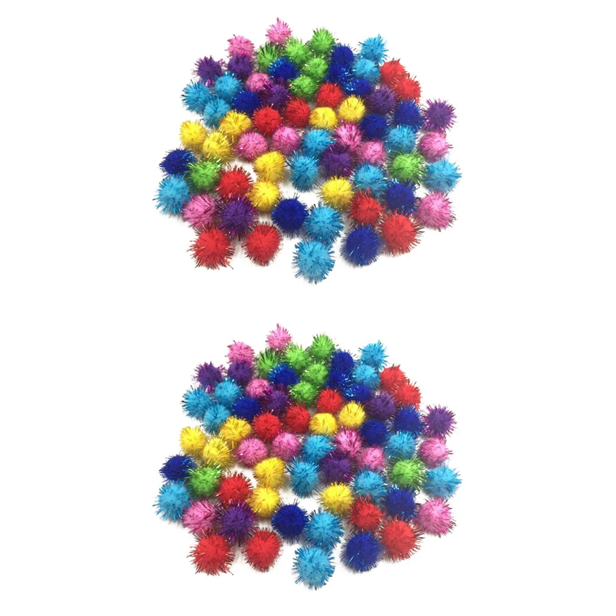 

400 Assorted Sparkle Glitter Pom Poms Balls for Craft Kids DIY Accessories 30mm