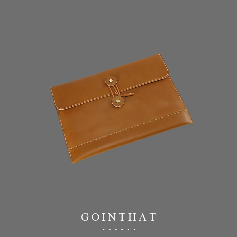 Large A4 File Folder Document Laptop Bag Business Handbag Women Briefcase Original Genuine Leather Men Envelope Messenger Clutch